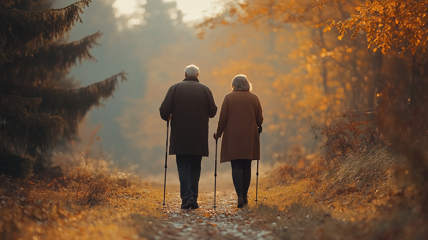 Старша жінка виконує дихальні вправи на природі